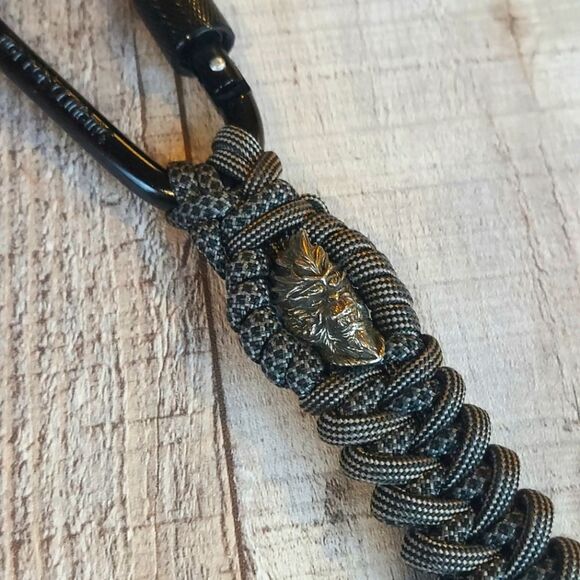 Handmade Monkey King Paracord Keyholder Carabiner Clip & Keyring Brown Black - Picture 2 of 6